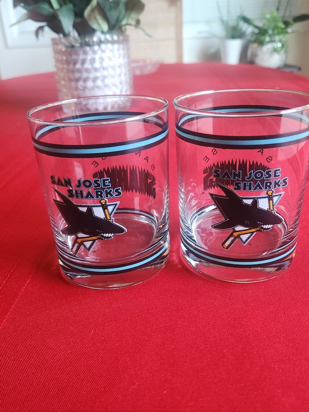 San Jose Sharks NHL Rocks Glasses Set of 2 | Lowball Old Fashioned Barware